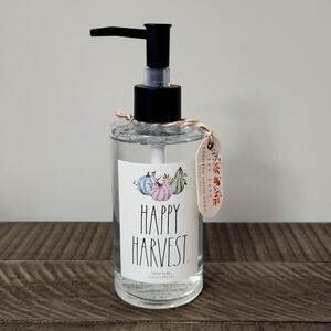 🍁🍂🌰NEW RAE DUNN FALL THANKSGIVING HAPPY HARVEST HAND SOAP GLASS DISPENSER